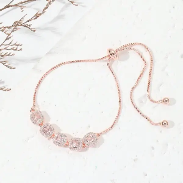 Wholesale Glam Round Stainless Steel Copper 18k Gold Plated Rose Gold Plated Silver Plated Zircon Bracelets In Bulk