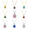 Wholesale 201 Stainless Steel White Gold Plated Gold Plated Classic Style Plating Inlay Square Glass Zircon Pendant Necklace