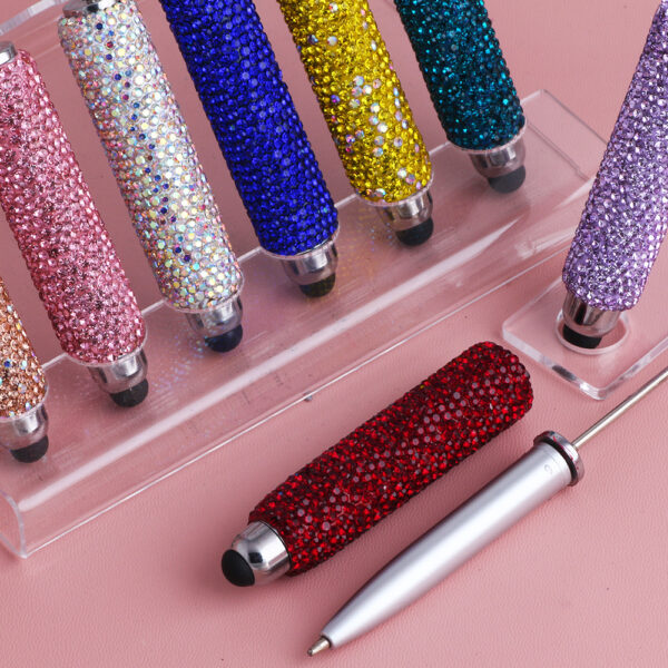 oly-4dd844585e2754ff0d8cdc40253543c7 Wholesale Cross-border Live Hot Selling Color Touch Screen Pen ill Pen Ceramic Mud Full Diamond Beaded Pen DIY Beaded Ballint Pen Heavy Industry Pen