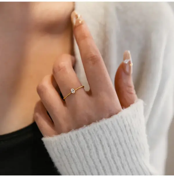 Wholesale Lady Geometric Titanium Steel Inlay Zircon Rings
