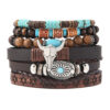 Wholesale TEMU Xiyin Cross-border Hot Selling Skull Niutou Zinc Alloy Accessories 6-piece Cowhide Bracelet