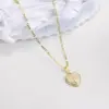 Wholesale Jewelry Religion Classic Style Human Virgin Mary 201 Stainless Steel Copper Shell Zircon 18K Gold Plated Pendant Necklace