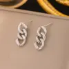 Wholesale PVD Coated Real Gold Plated 18K Gold Solid Color 304 Stainless Steel Retro Simple Style Waterproof Non Tarnish Drop Earrings