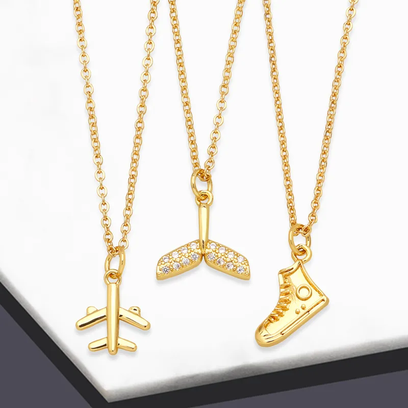 Wholesale Copper Cable Chain Fish Tail Pendant Necklace