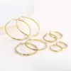 Wholesale 304 Stainless Steel Solid Color PVD Coated 18K Real Gold Plated Casual Simple Style Waterproof Non Tarnish Plating Hoop Earrings