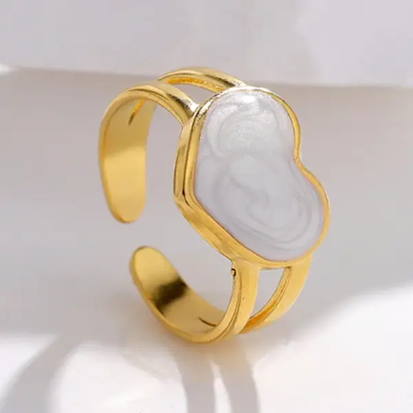 PVD Coated Real Gold Plated Heart Shape Stainless Steel Fashion Waterproof Non Tarnish Open Ring