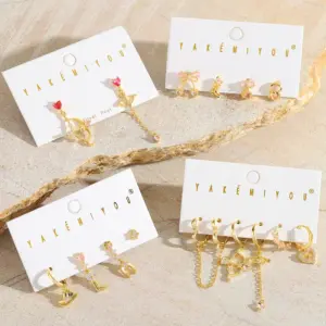 Wholesale 1 Set Elegant Cute Sweet Bow And Arrow Heart Shape Bow Knot Inlay 925 Sterling Silver Copper Zircon 14K Gold Plated Drop Earrings Earrings Ear Studs