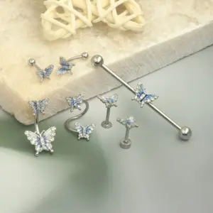 Wholesale 1 Piece Vintage Style Star Butterfly Plating Inlay Stainless Steel Rhinestones Ear Studs
