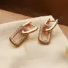 Wholesale Aogu European And American Ins Niche Copper Gold Plated Inlaid Zircon Geometric Earrings Female Affordable Luxury Fashion High-grade All-match Earrings