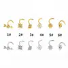 Wholesale 1 Piece Nose Rings & Studs Casual Hip-Hop Simple Style Alien Moon Heart Shape 316L Stainless Steel Waterproof Non Tarnish Surgical Steel Zircon PVD Coated 18K Gold Plated Nose Rings & Studs