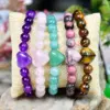 Wholesale Casual Heart Shape Natural Stone Beaded Chain Bracelets In Bulk