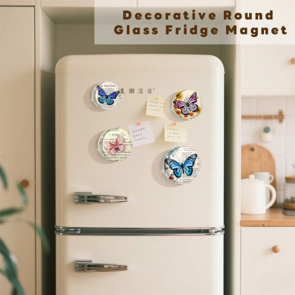 oly-4dffb4f810cf501dc05d0fd44091a539 Wholesale Cross-border dropshipping butterfly series round crystal glass refrigerator magnet set, cute animal decorative stationery soft magnetic stickers