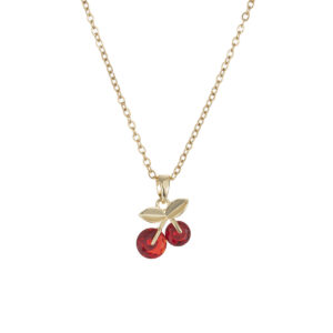 X4432 red diamond color cherry necklace