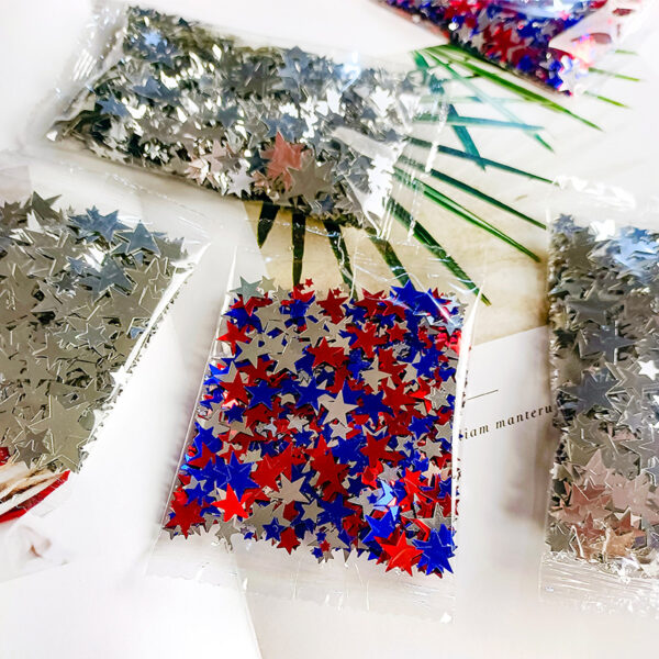 Wholesale Five-pointed Star Sequins Independence Day Party Small Package Bead Sprinkling Festival 10MM Flat Mixed Three-color Star Sequins