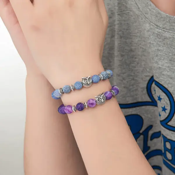 Retro Stripe Cat Owl Agate Agate Bracelets In Bulk