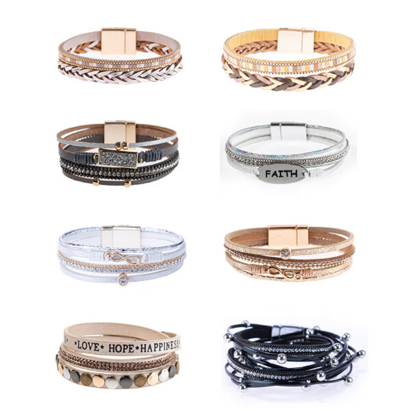 oly-4e0b425393560e372c72b4339e5b7d48 Wholesale Punk style magnetic buckle multi-layer wristband
