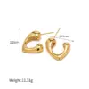 Wholesale 1 Pair Vintage Style Simple Style Classic Style Heart Shape 304 Stainless Steel 18K Gold Plated Stainless Steel Earrings