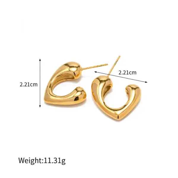 Wholesale 1 Pair Vintage Style Simple Style Classic Style Heart Shape 304 Stainless Steel 18K Gold Plated Stainless Steel Earrings