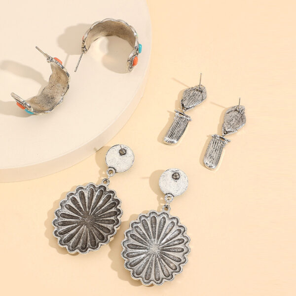 oly-4e11dc05a7c0db592970755cb886ab36 Wholesale Vintage Earrings 3 Pair Set Western Style