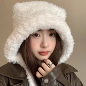 Fur gauze swallowtail bear-off-white