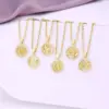 Fashion Twelve Constellation Copper Inlaid Zircon Gold Plated Stainless Steel Pendant Necklace