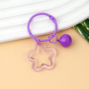 Purple transparent five-pointed star 3cm circlip 14mm bell