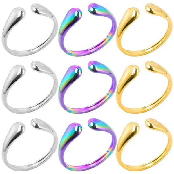 PVD Coated Real Gold Plated Solid Color 304 Stainless Steel Classic Style Waterproof Non Tarnish Rings