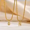 Wholesale Jewelry Fashion Letter 201 Stainless Steel Artificial Diamond Gold Plated Plating Inlay Stainless Steel Necklaces