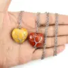 Wholesale Simple Style Heart Shape Natural Stone Ferroalloy Knitting Pendant Necklace