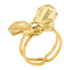 Wholesale PVD Coated Real Gold Plated 18K Gold Flower 304 Stainless Steel IG Style Simple Style Waterproof Non Tarnish Open Rings