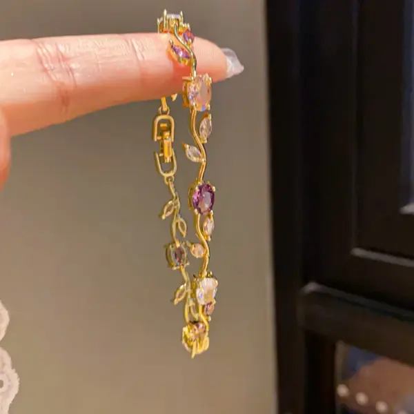 Luxury Micro-Set Zirconia Bracelet Elegant Diamond-Encrusted Branch Design Fashionable Minimalist Style For Women Copper Chain