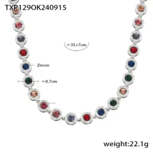 Txp129-Steel Color Zircon Necklace