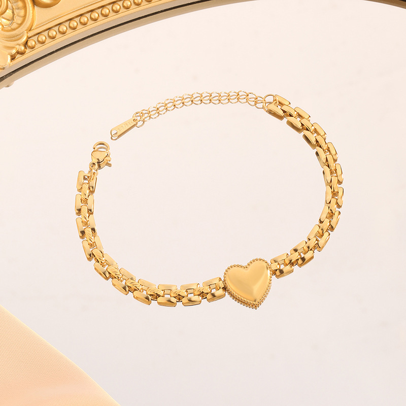 Wholesale Good-looking South Korea New Titanium Steel Love Strap Bracelet Women's Fashion All-match Thick Chain Light Luxury Niche Design Sense