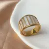 Wholesale Exaggerated Simple Style Rectangle Titanium Steel Shell Wide Band Ring In Bulk