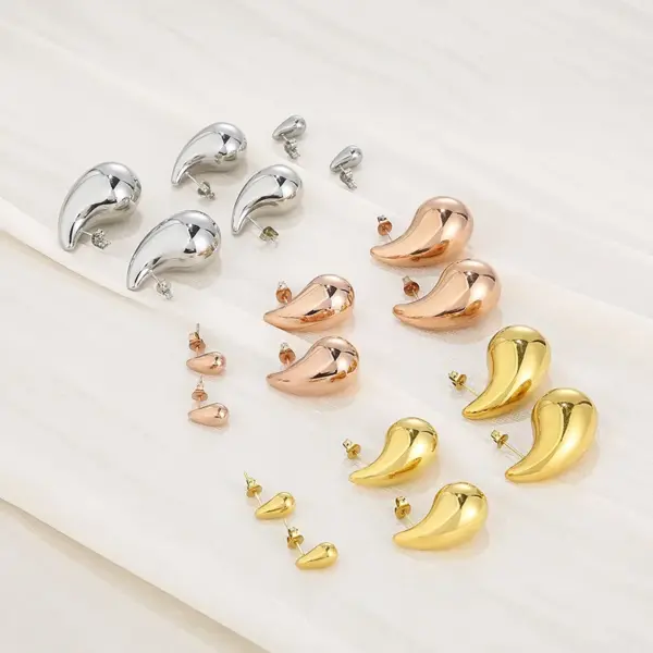 Wholesale Explosions Fashion Stainless Steel Hollow Fat Water Drop Earrings High Sense Joker Titanium Steel Earrings Wholesale