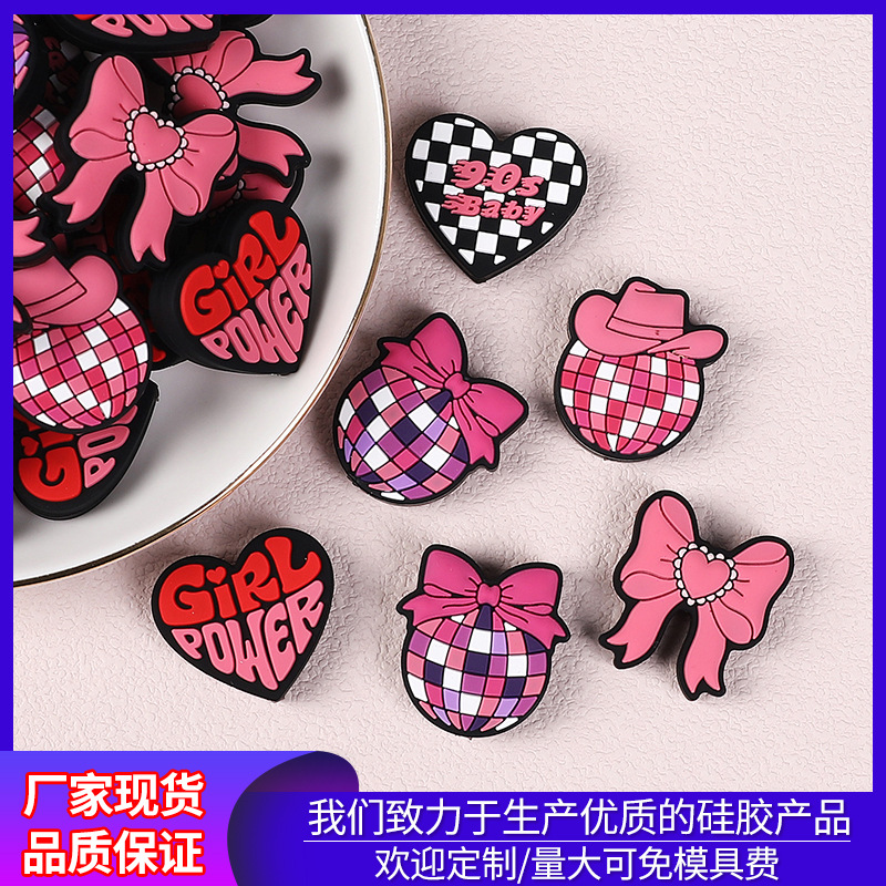 Wholesale Straight hole grid heart-shaped bead