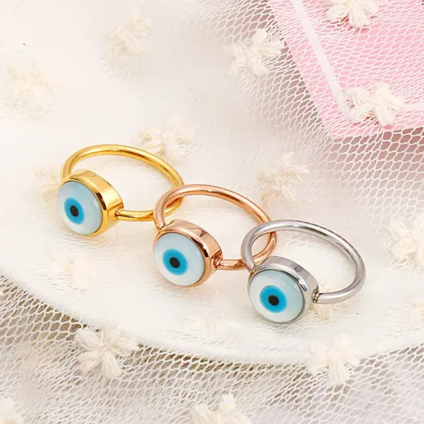 Wholesale Fashion Devil's Eye Titanium Steel Inlay Opal Bracelets Earrings Necklace