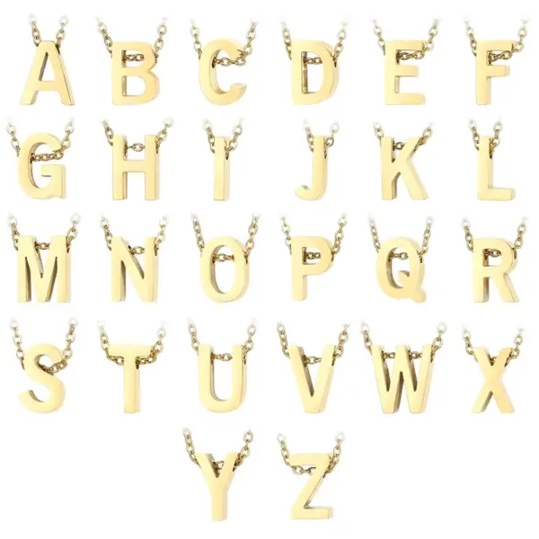 304 Stainless Steel Letter PVD Coated 18K Real Gold Plated Fashion Waterproof Non Tarnish Plating Pendant Necklace