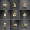 Fashion Flower Snake Butterfly Copper Plating Inlay Zircon Ear Studs 1 Piece