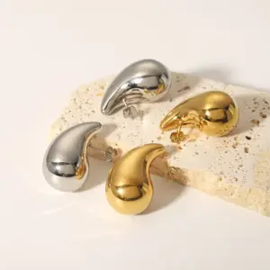 PVD Coated Real Gold Plated 18K Gold Water oplets 304 Stainless Steel Simple Style Waterproof Non Tarnish Ear Studs