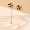 Wholesale 201 Stainless Steel 304 Stainless Steel Plastic Flower Ion Plating (IP) 18K Gold Plated Classic Style Waterproof Non Tarnish Multicolor-Golden Yellow Drop Earrings