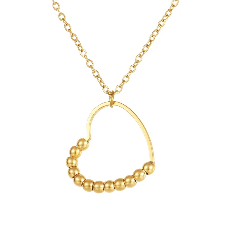 Wholesale Simple Style Triangle Moon Heart Shape Stainless Steel Plating Pendant Necklace