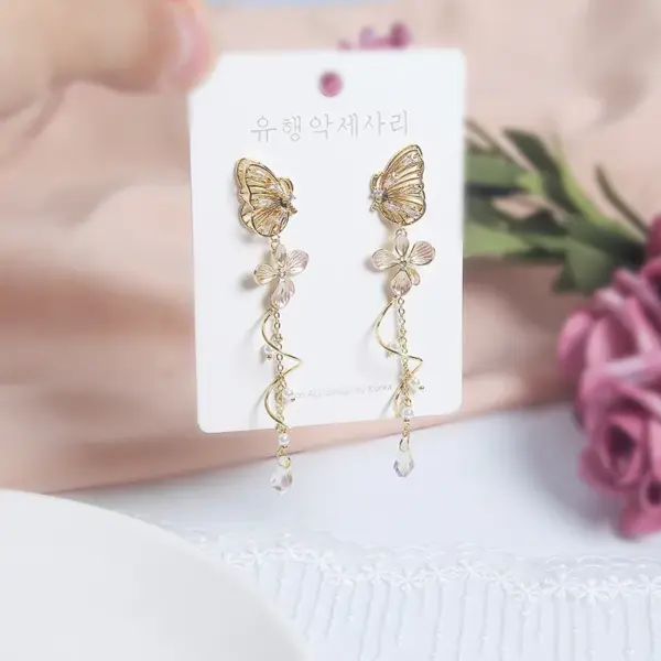 1 Pair Fashion Flower Alloy Plating Artificial Pearls Rhinestones Women's Drop Earrings