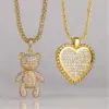 Wholesale Cartoon Style Bear Heart Shape Copper Plating Inlay Zircon Sweater Chain 1 Piece