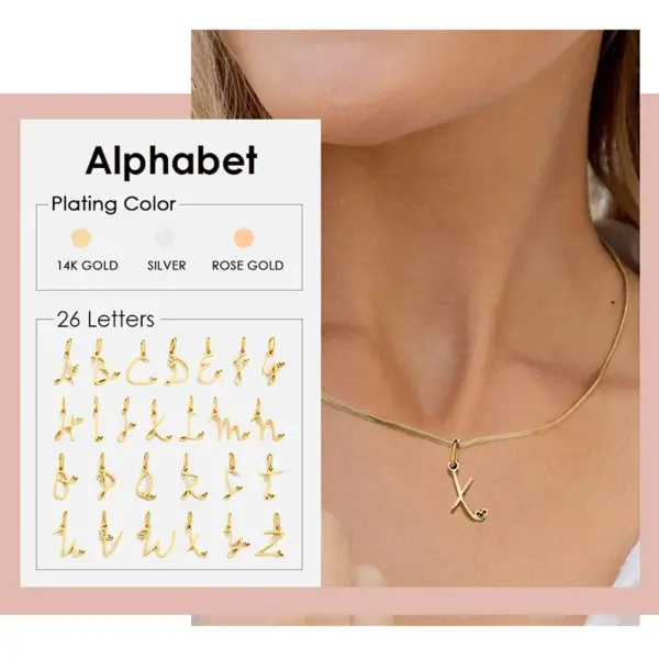 PVD Coated 14K Gold Real Gold Plated Letter Heart Shape Stainless Steel Titanium Steel Simple Style Waterproof Non Tarnish 304 Stainless Steel Pendant Necklace