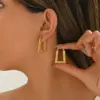 Wholesale 304 Stainless Steel Solid Color PVD Coated Real Gold Plated Real Gold Plated Casual Simple Style Waterproof Non Tarnish Earrings