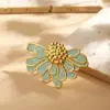 Wholesale Hot-Selling INS Style Real Gold Plated 304 Stainless Steel Furnace Electroplated Oil-Drip Daisy Open Ring Cute Vacation Style