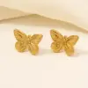 Ion Plating (IP) Real Gold Plated 18K Gold Scallop Starfish Butterfly 304 Stainless Steel Modern Style Classic Style Waterproof Non Tarnish Ear Studs
