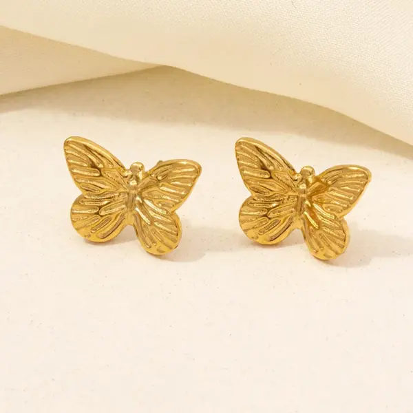 Ion Plating (IP) Real Gold Plated 18K Gold Scallop Starfish Butterfly 304 Stainless Steel Modern Style Classic Style Waterproof Non Tarnish Ear Studs