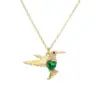 Wholesale Cute Animal Bird Copper Plating Inlay Zircon Pendant Necklace